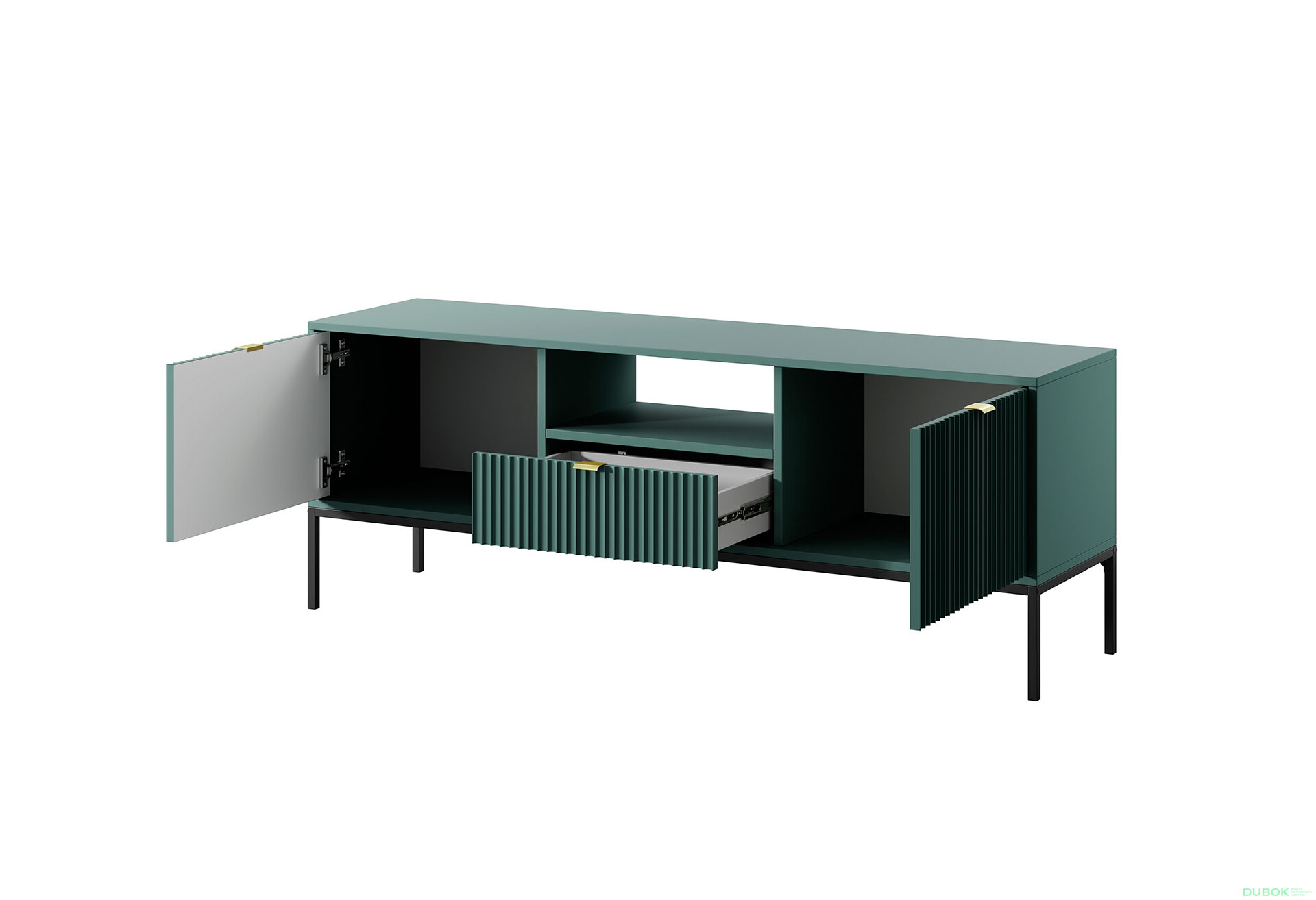 TV stolík RTV154 zelený Nova Čierne nohy / zlatý úchytky - Fotografia 2 Fotografia 2 - TV stolík RTV154 zelený Nova Čierne nohy / zlatý úchytky