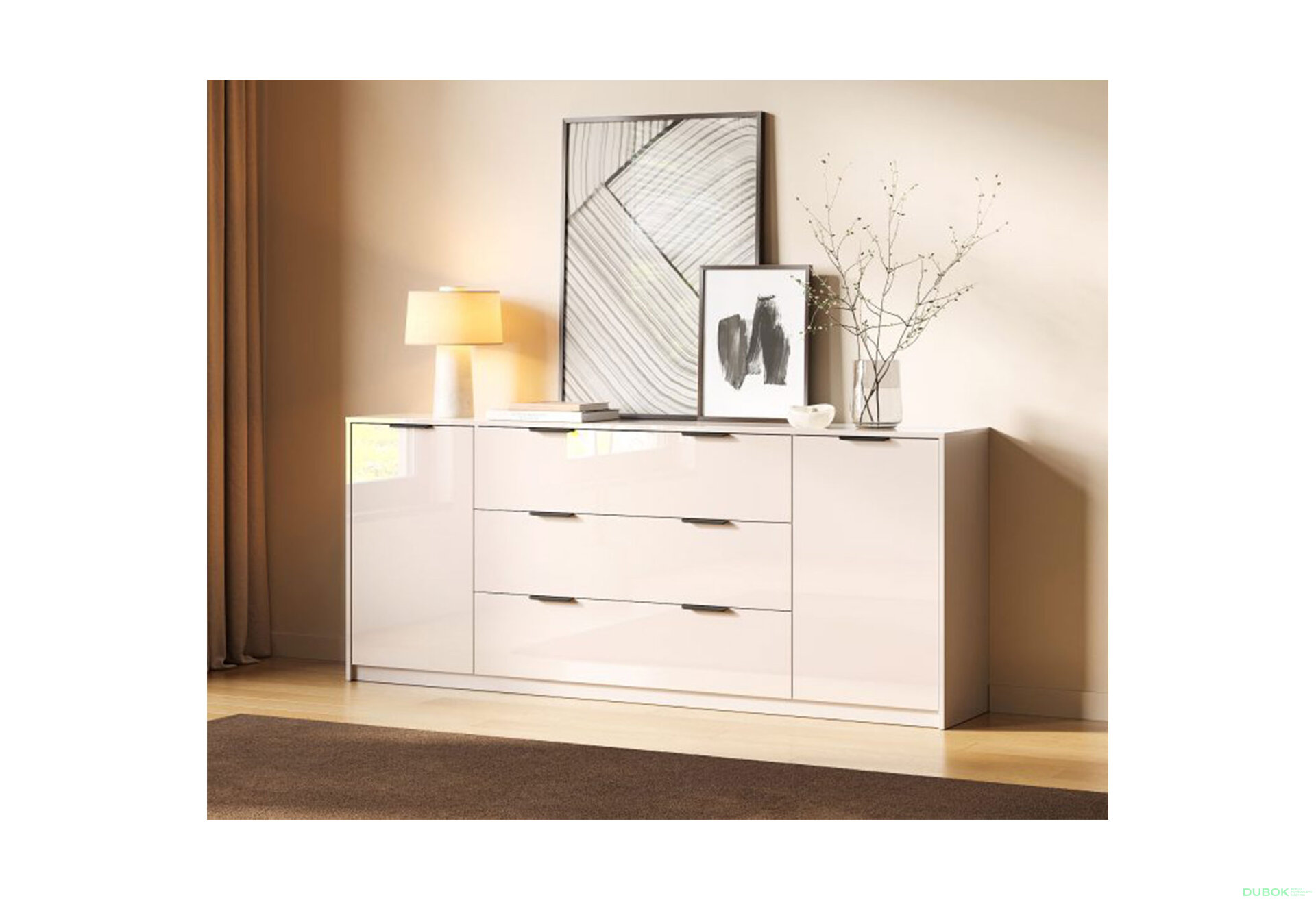 Fotografia 2 - Komoda Roma Color 2 dvere 3 šírky 2,0 m kašmírový lesk