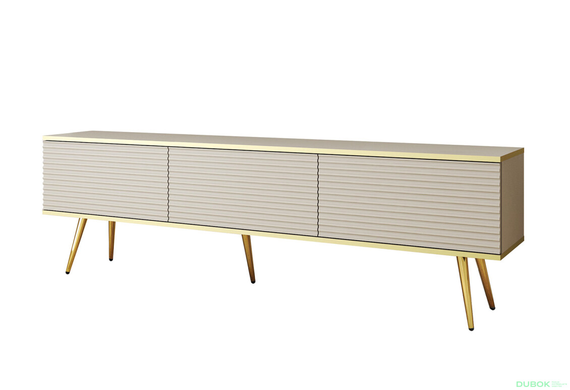 TV stolík RTV 175 MDF béžový, zlaté nohy Oro - Fotografia 1 Fotografia 1 - TV stolík RTV 175 MDF béžový, zlaté nohy Oro