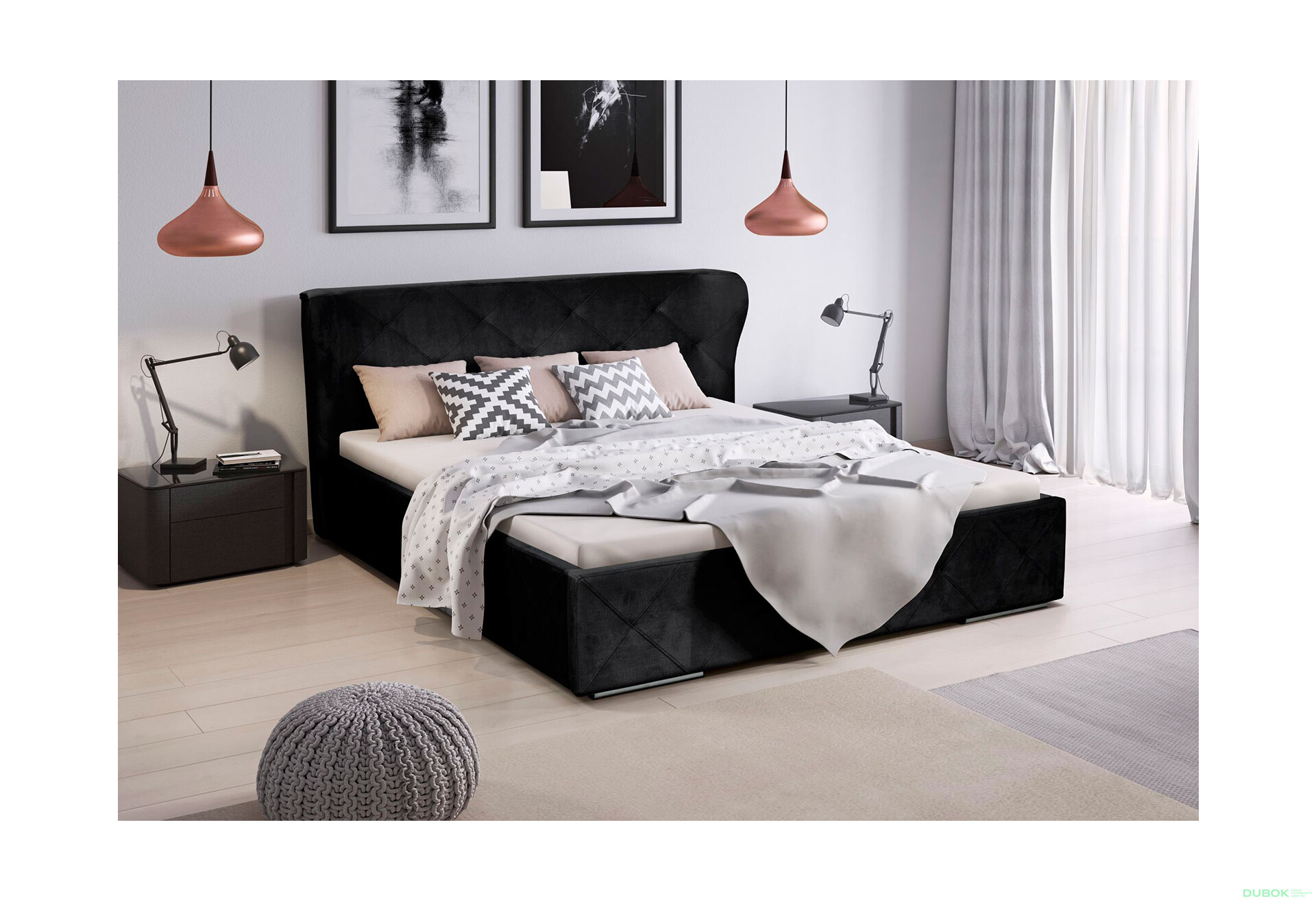 Fotografia 2 - Čalúnená posteľ Orlando 160x200 s roštom D Soft 11 čierna Automat