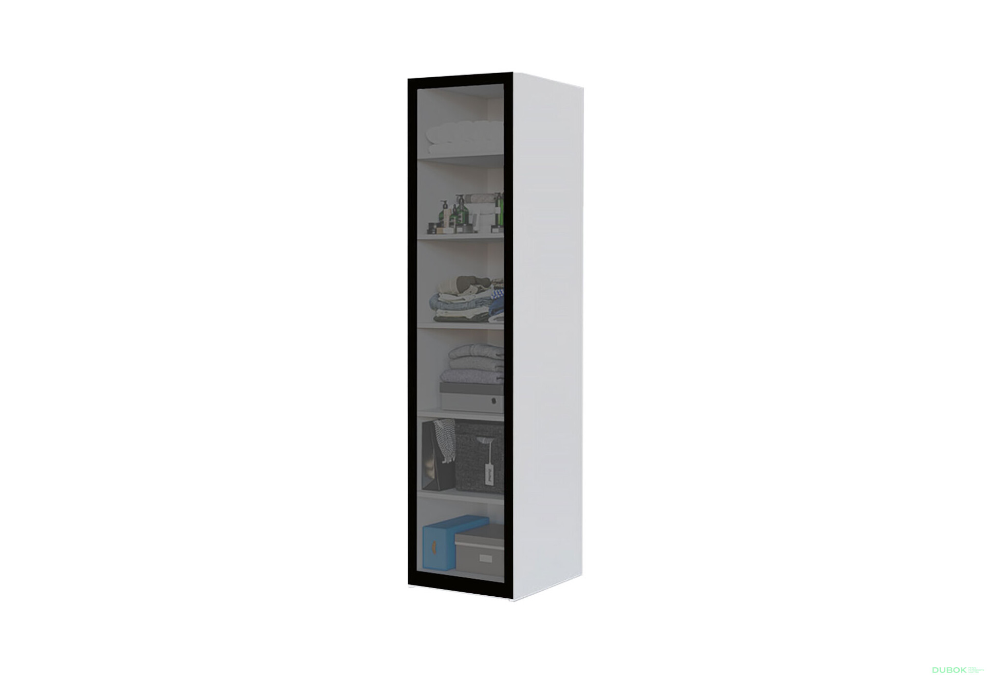 Fotografia 1 - Regál jednodverový so sklenenými dverami Aura 50 cm Grafit BL Korpus Biely