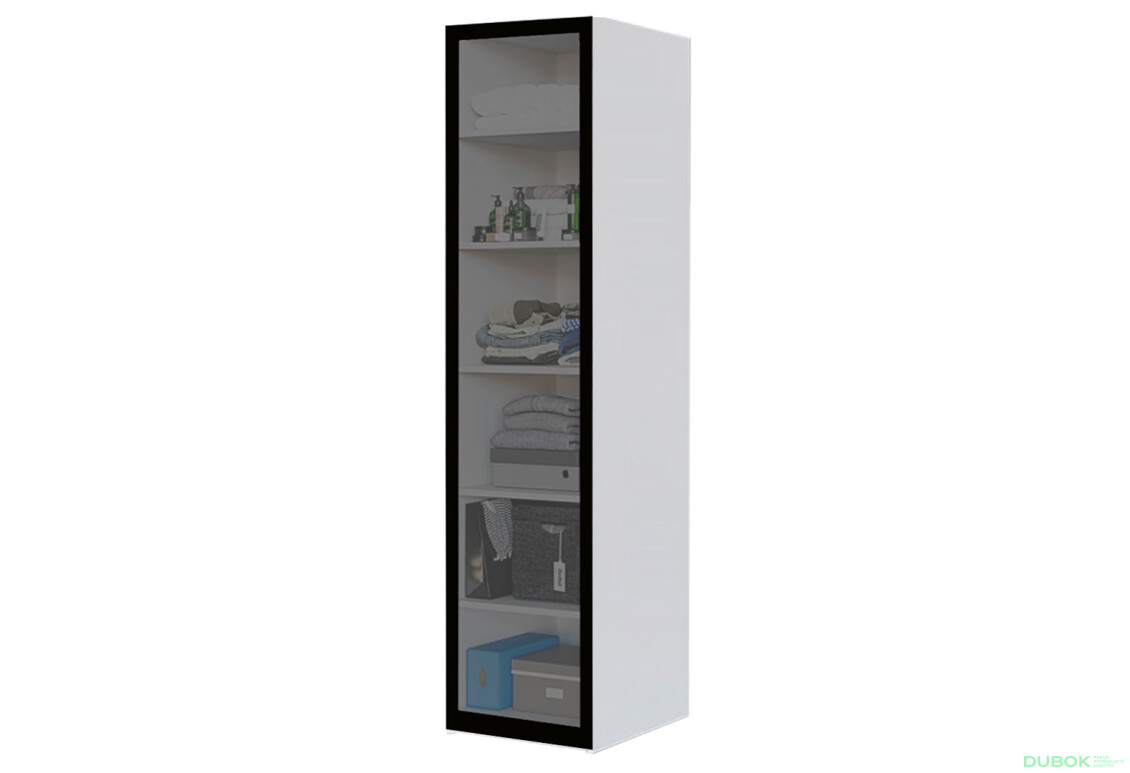 Regál jednodverový so sklenenými dverami Aura 50 cm Grafit BL Korpus Biely