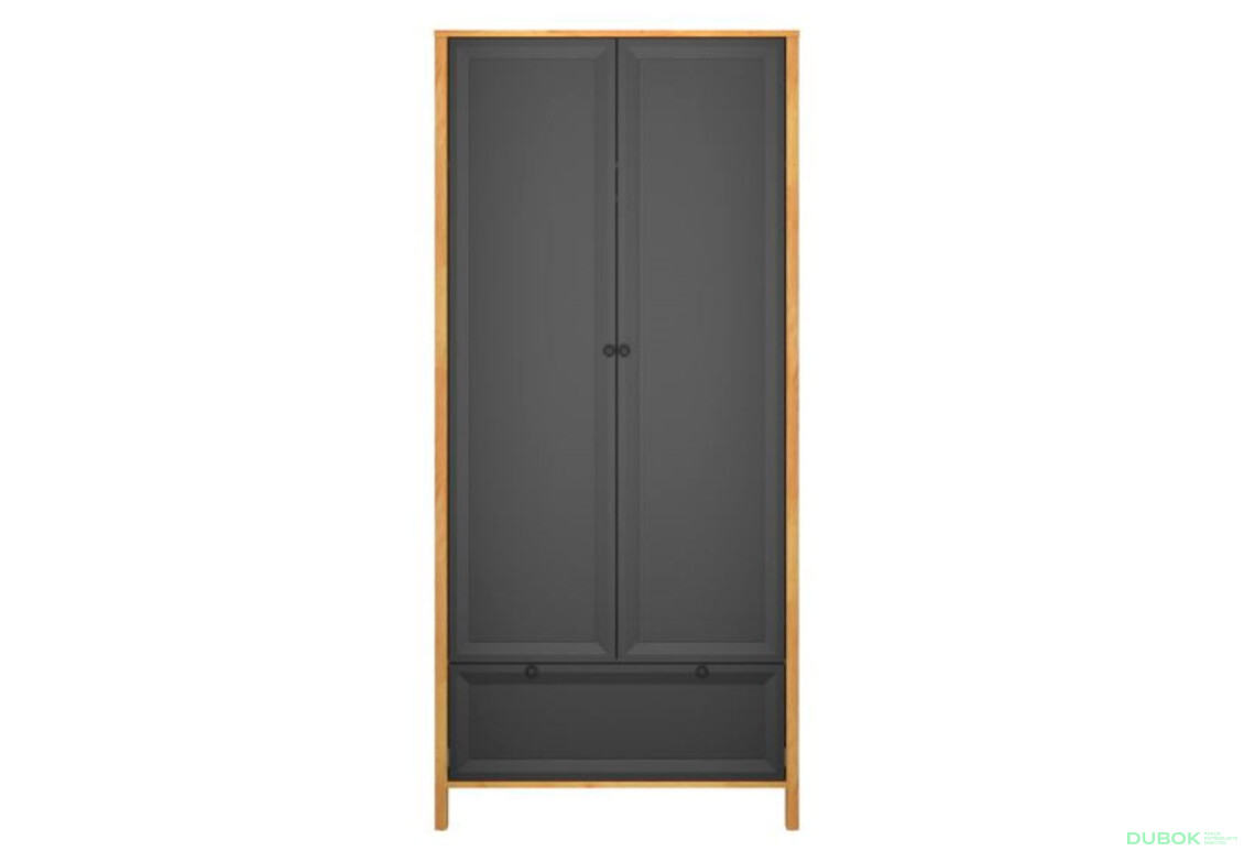 Skriňa dvojdverová so zásuvkou Brent 88x193x55 cm Dub craft zlatý / Čierny - Fotografia 1 Fotografia 1 - Skriňa dvojdverová so zásuvkou Brent 88x193x55 cm Dub craft zlatý / Čierny