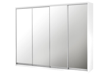 Skriňa s posuvnými dverami Komforto 4 zrkadlá 250x240x60 cm Biela