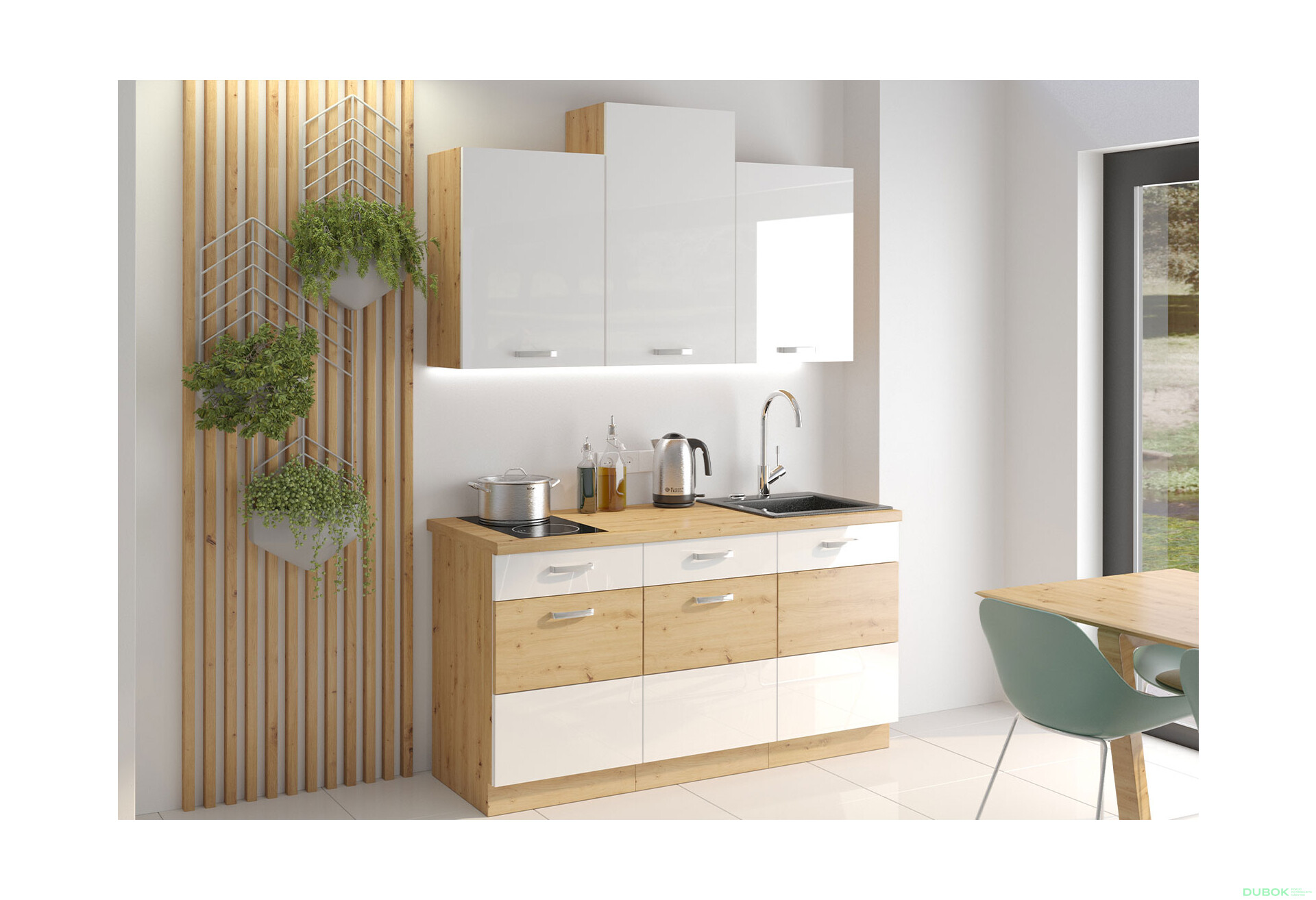 Fotografia 1 - Kuchynská zostava 1.5 m Artisan / biely lesk