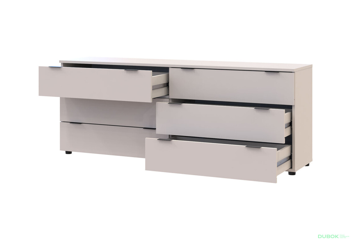 Komoda Ron 9 s 6 zásuvkami 160х38х62 kašmír - Fotografia 3 Fotografia 3 - Komoda Ron 9 s 6 zásuvkami 160х38х62 kašmír