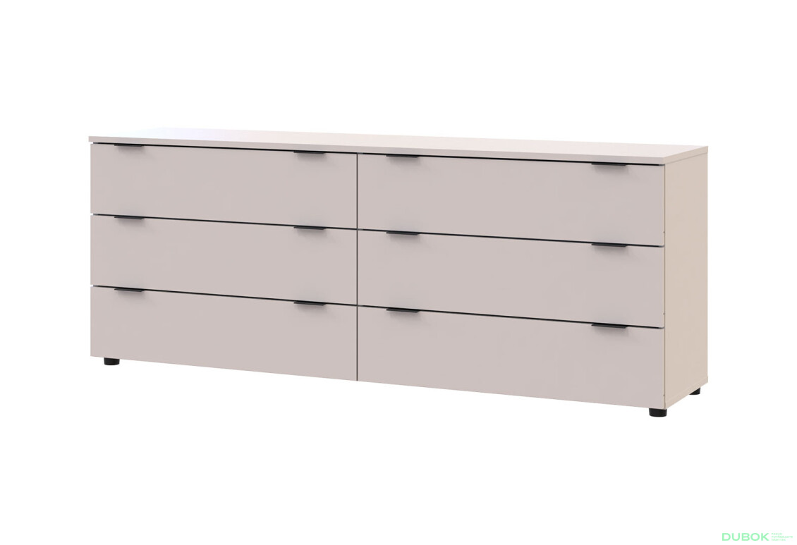 Komoda Ron 9 s 6 zásuvkami 160х38х62 kašmír - Fotografia 1 Fotografia 1 - Komoda Ron 9 s 6 zásuvkami 160х38х62 kašmír