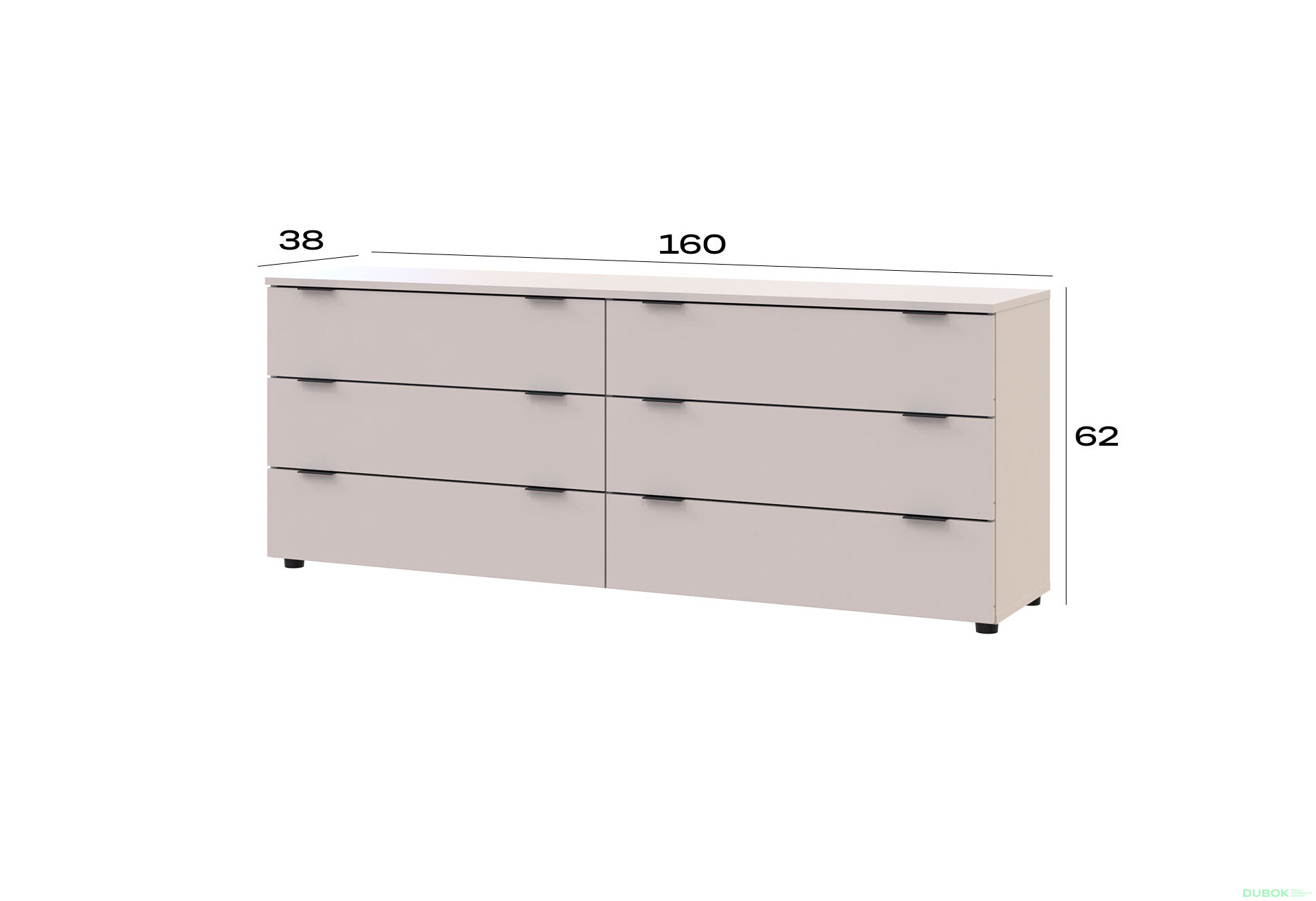 Fotografia 6 - Komoda Ron 9 s 6 zásuvkami 160х38х62 kašmír