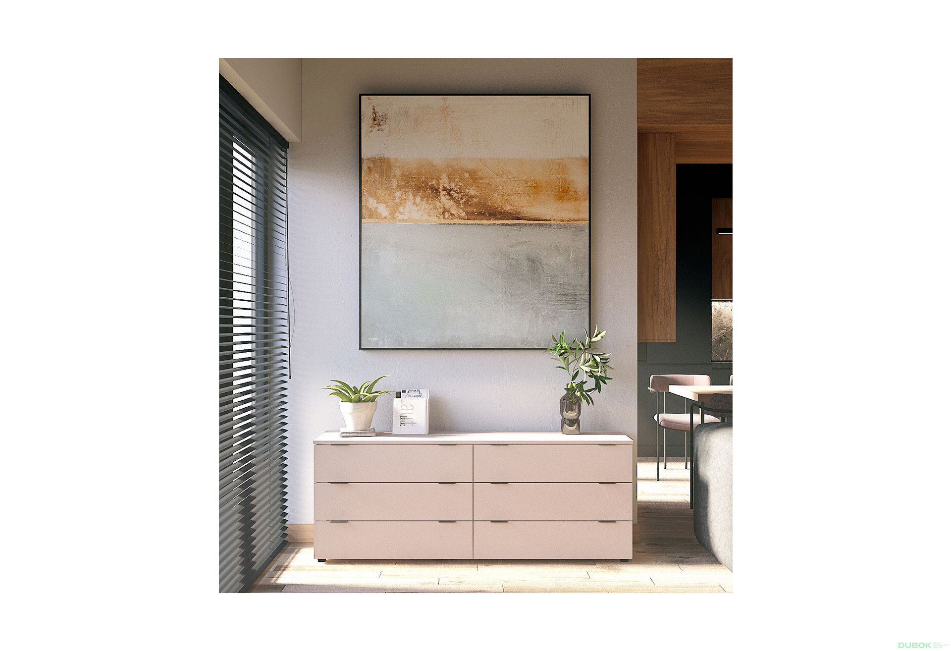 Fotografia 7 - Komoda Ron 9 s 6 zásuvkami 160х38х62 kašmír