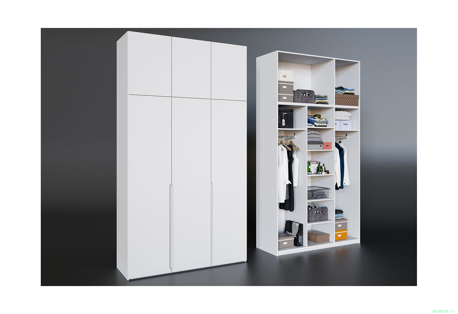 Fotografia 2 - Skriňa Neapol 3D 150 s nadstavcom, biela