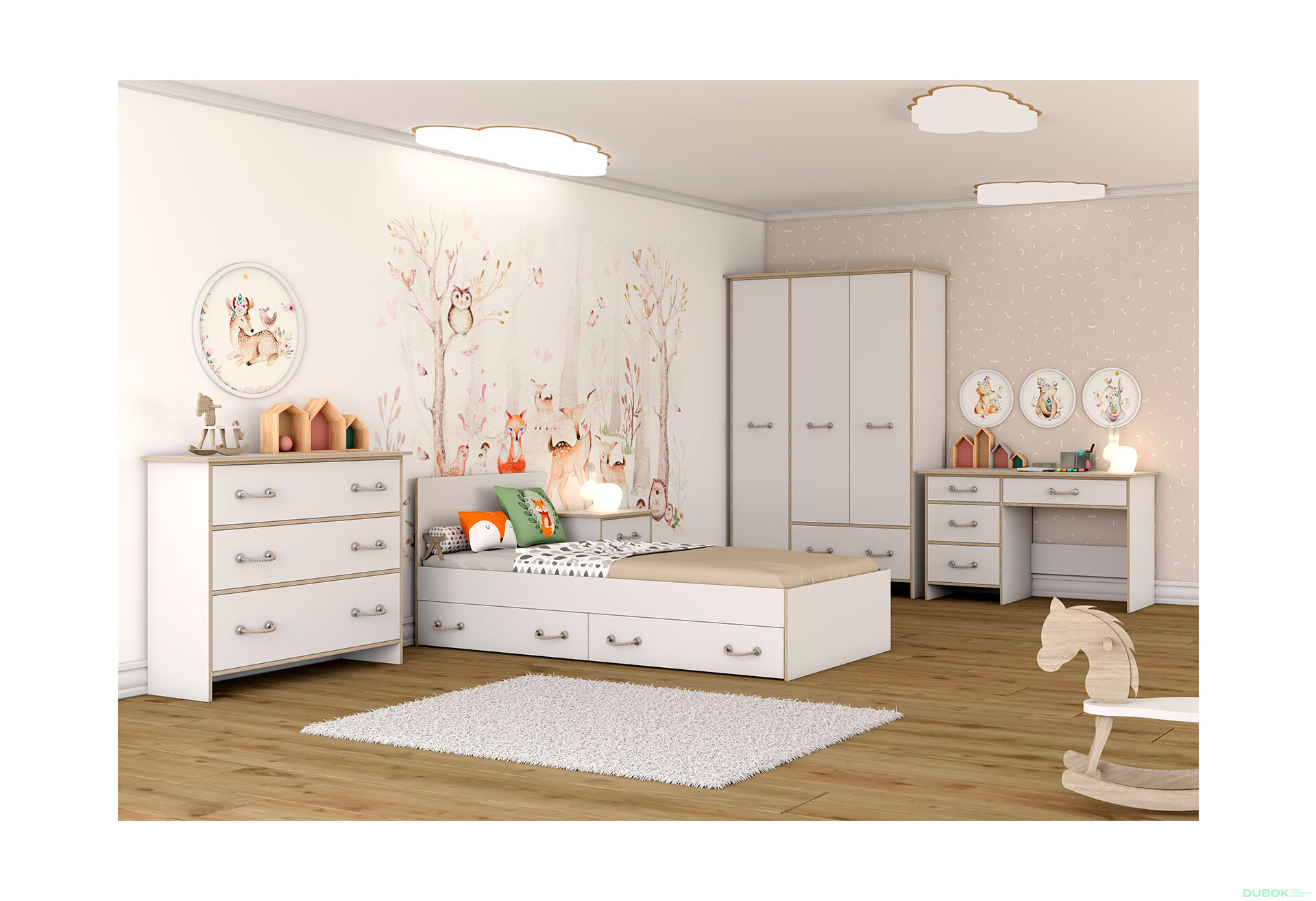 Fotografia 1 - Séria do detskej izby Detské Kosmo biela, vložky sonoma