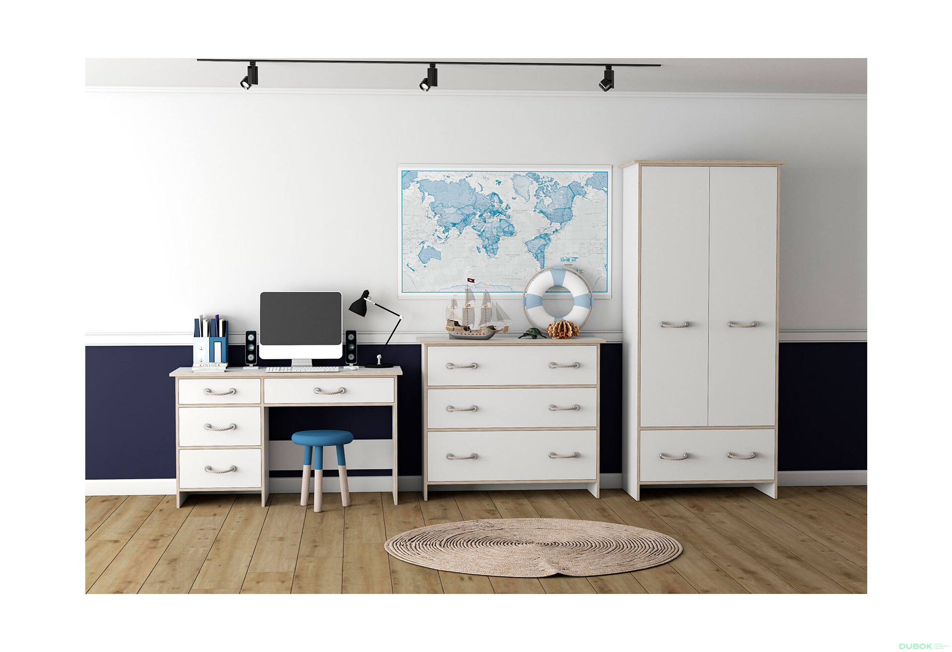 Fotografia 9 - Séria do detskej izby Detské Kosmo biela, vložky sonoma