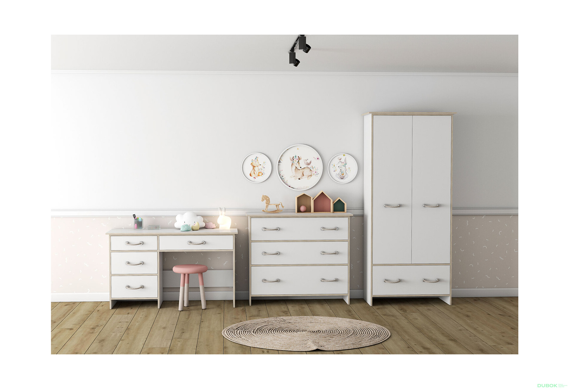 Fotografia 6 - Séria do detskej izby Detské Kosmo biela, vložky sonoma