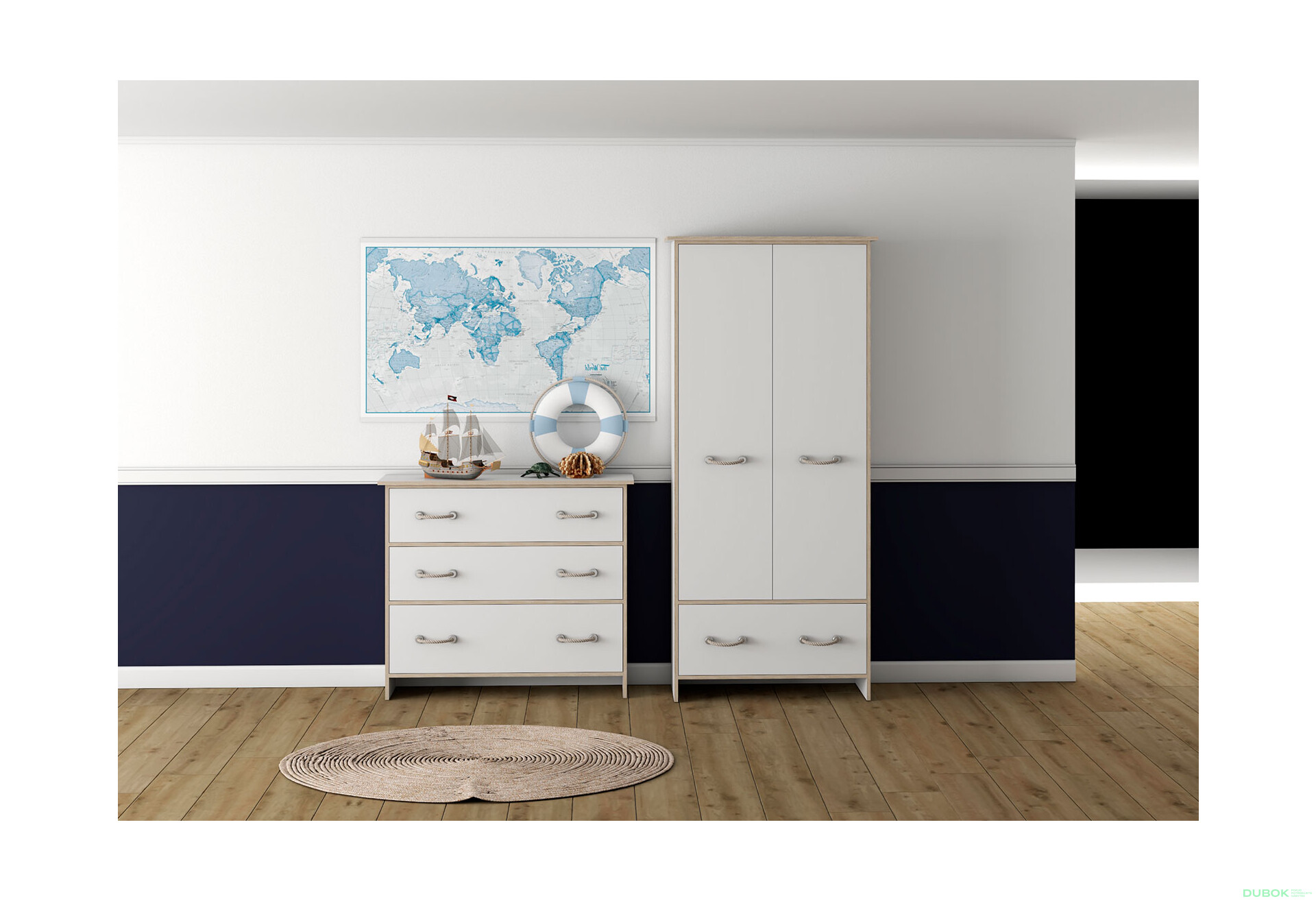 Fotografia 8 - Séria do detskej izby Detské Kosmo biela, vložky sonoma