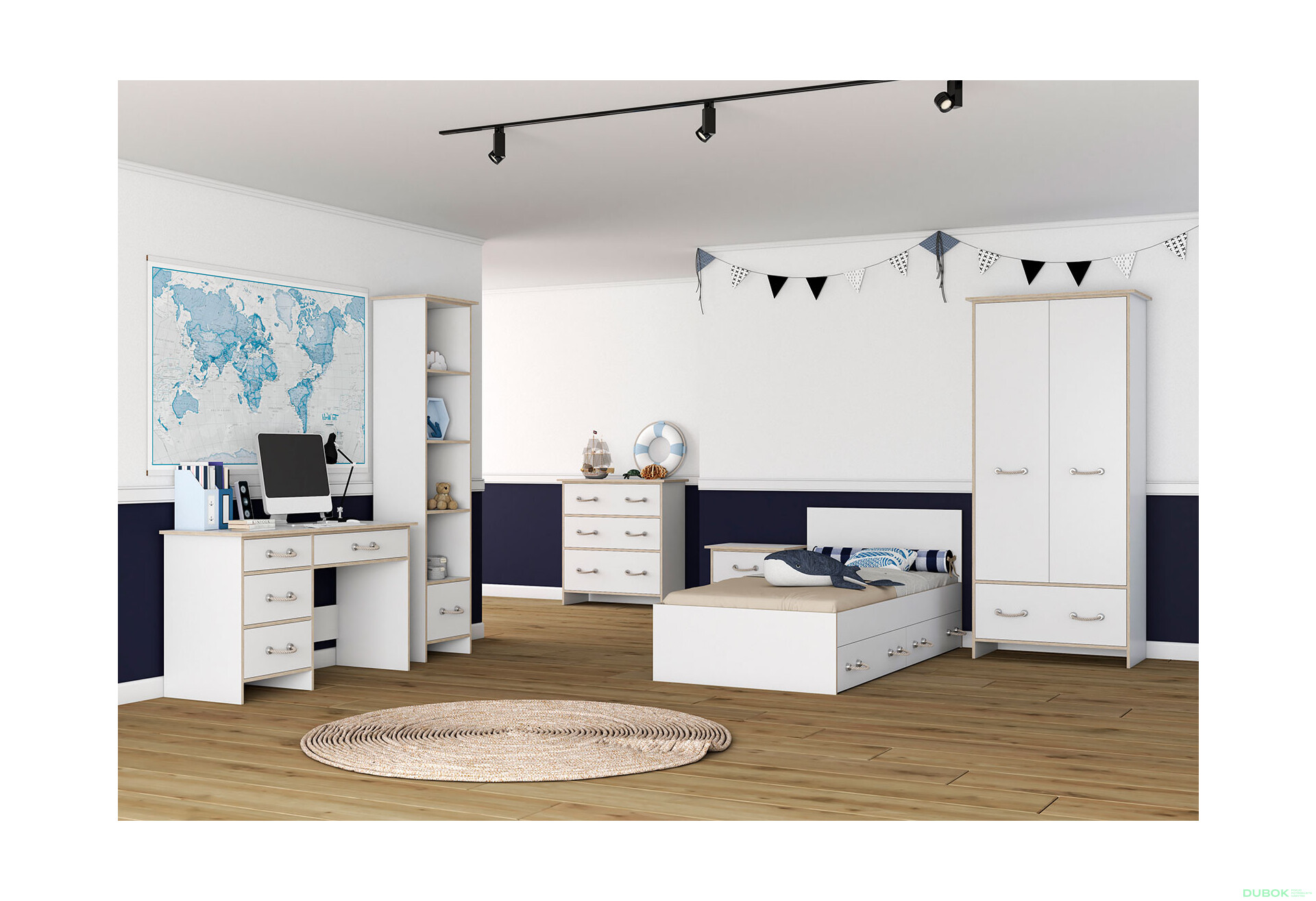 Fotografia 3 - Séria do detskej izby Detské Kosmo biela, vložky sonoma