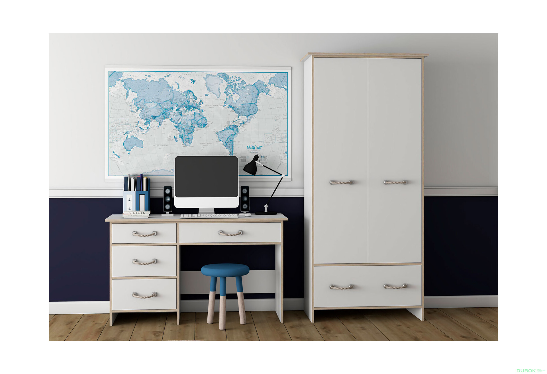 Fotografia 10 - Séria do detskej izby Detské Kosmo biela, vložky sonoma