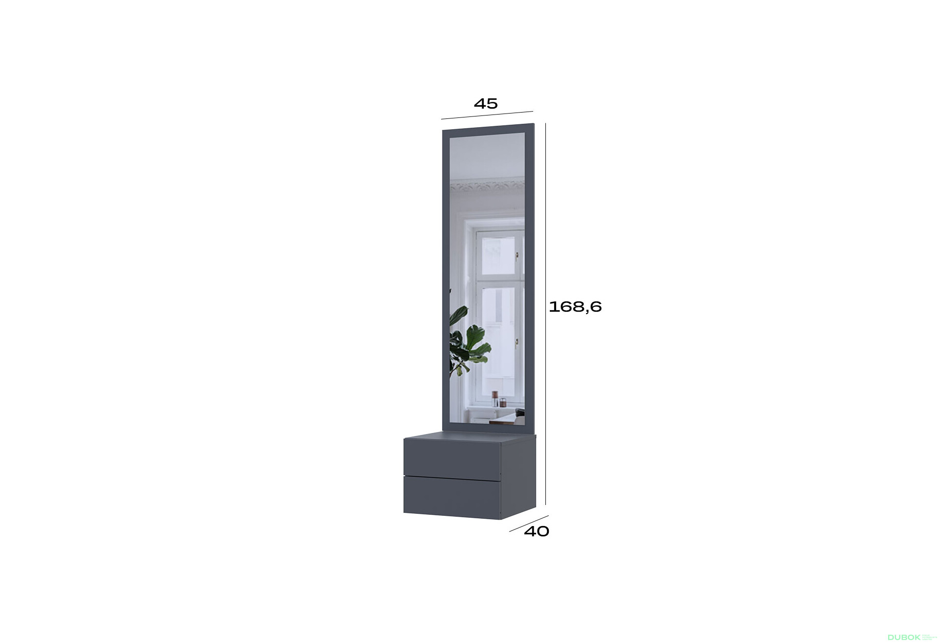 Skrinka so zrkadlom grafit drevotrieska / zrkadlo 45x40x168,6 Sola - Fotografia 6 Fotografia 6 - Skrinka so zrkadlom grafit drevotrieska / zrkadlo 45x40x168,6 Sola