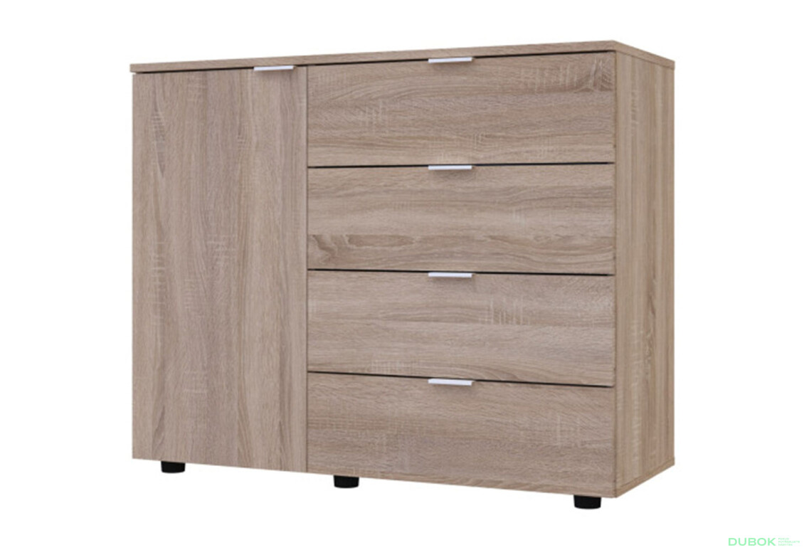 Komoda s dvierkami a 4 zásuvkami GC1 100 cm Gelar Dub sonoma
