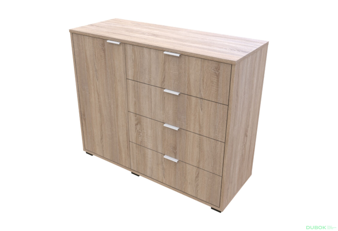 Komoda s dvierkami a 4 zásuvkami GC1 100 cm Gelar Dub sonoma - Fotografia 3 Fotografia 3 - Komoda s dvierkami a 4 zásuvkami GC1 100 cm Gelar Dub sonoma