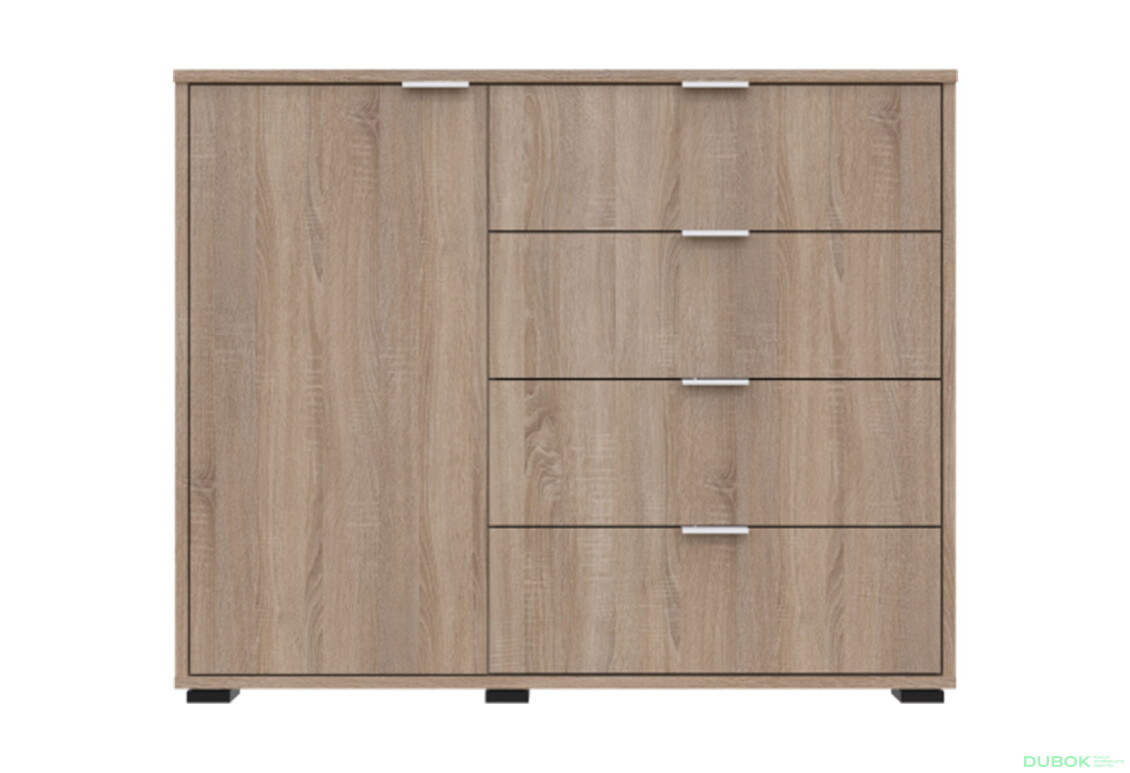 Komoda s dvierkami a 4 zásuvkami GC1 100 cm Gelar Dub sonoma - Fotografia 2 Fotografia 2 - Komoda s dvierkami a 4 zásuvkami GC1 100 cm Gelar Dub sonoma
