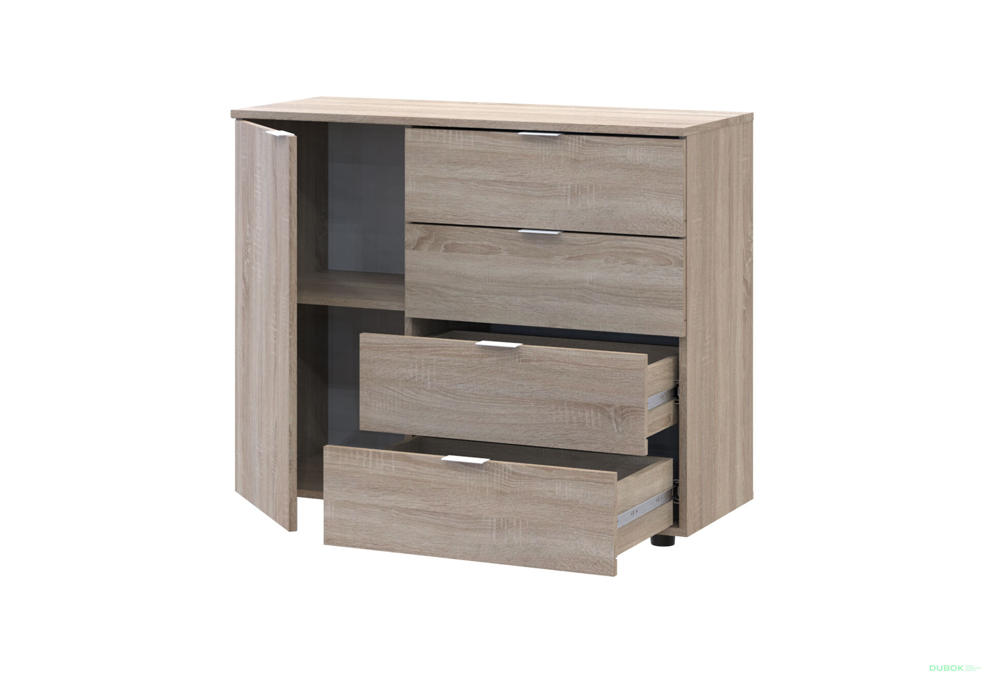 Komoda s dvierkami a 4 zásuvkami GC1 100 cm Gelar Dub sonoma - Fotografia 4 Fotografia 4 - Komoda s dvierkami a 4 zásuvkami GC1 100 cm Gelar Dub sonoma