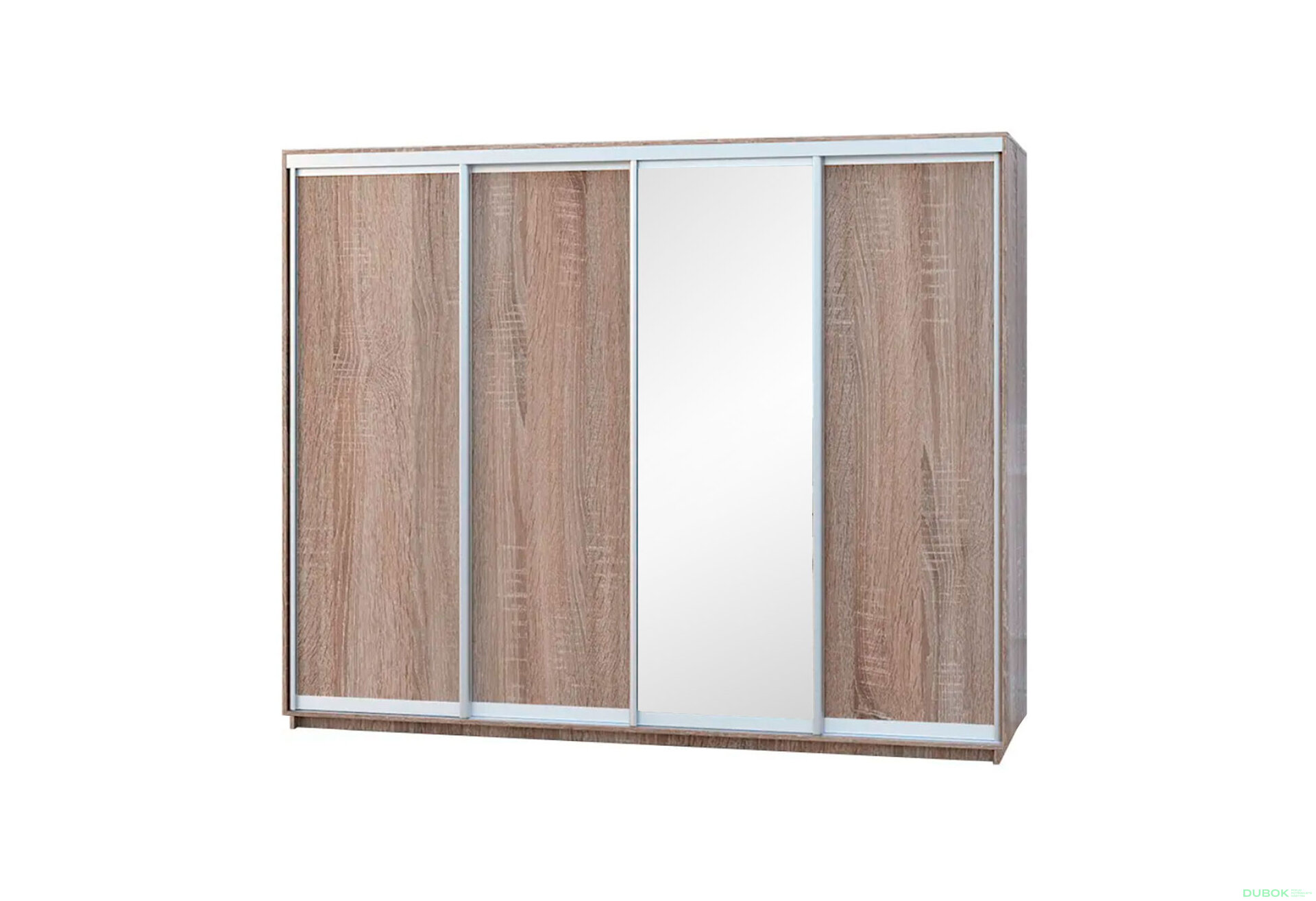 Fotografia 1 - Skriňa s posuvnými dverami 2400x3000x600 3DTD 1 zrkadlo dub sonoma, profil strieborný