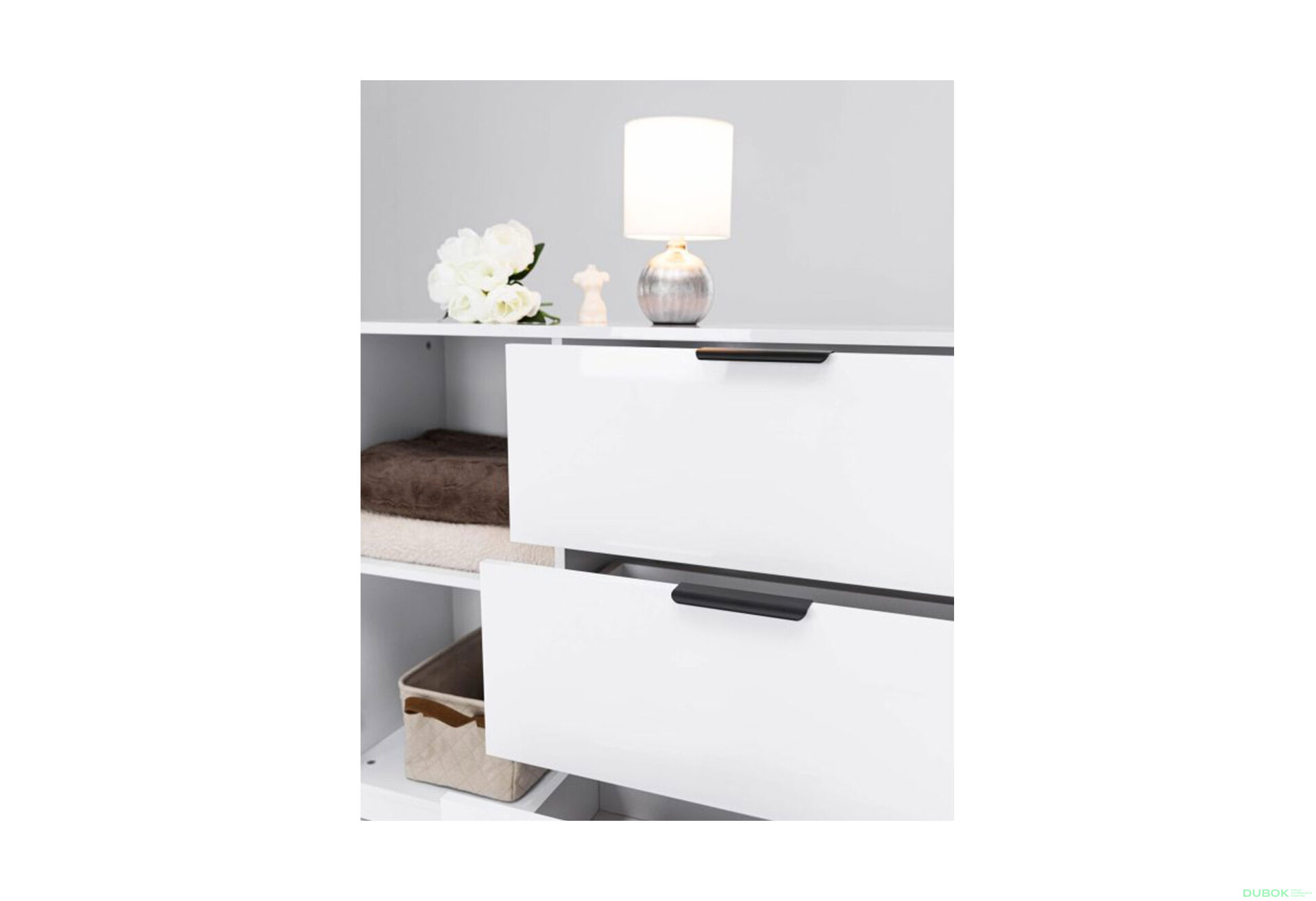 Fotografia 5 - Komoda Roma Color 2 dvere 3 šírky 1,6 m lesklá biela