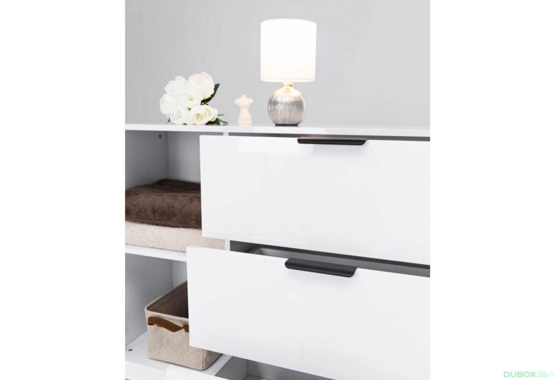 Fotografia 5 - Komoda Roma Color 2 dvere 3 šírky 1,6 m lesklá biela