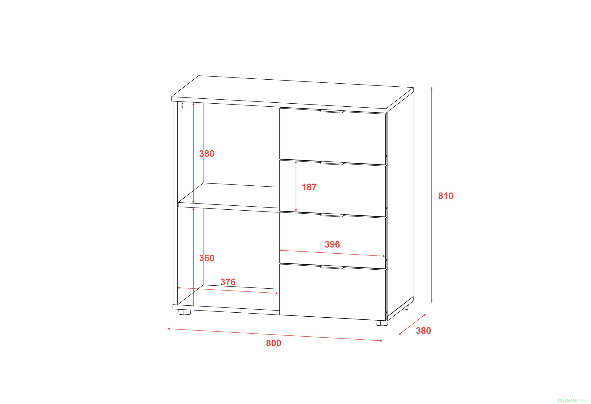 Komoda s dvierkami a 4 zásuvkami Ron 1 80 cm kašmír - Fotografia 8 Fotografia 8 - Komoda s dvierkami a 4 zásuvkami Ron 1 80 cm kašmír