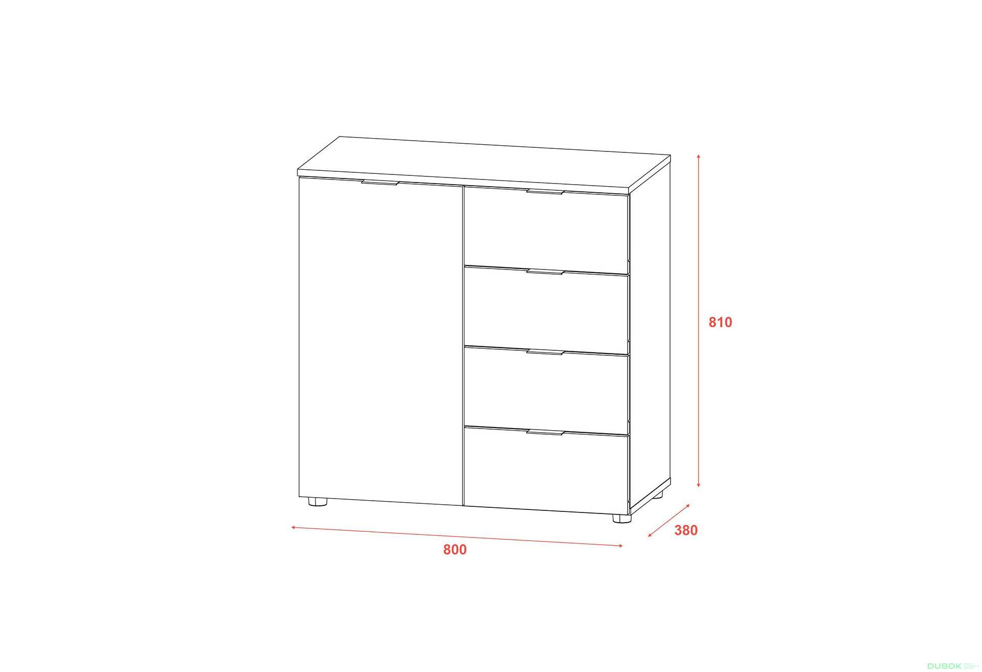Komoda s dvierkami a 4 zásuvkami Ron 1 80 cm kašmír - Fotografia 9 Fotografia 9 - Komoda s dvierkami a 4 zásuvkami Ron 1 80 cm kašmír