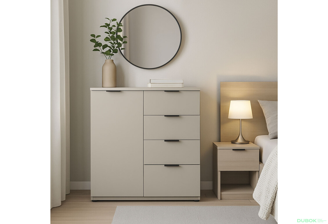 Fotografia 9 - Komoda s dvierkami a 4 zásuvkami Ron 1 80 cm kašmír