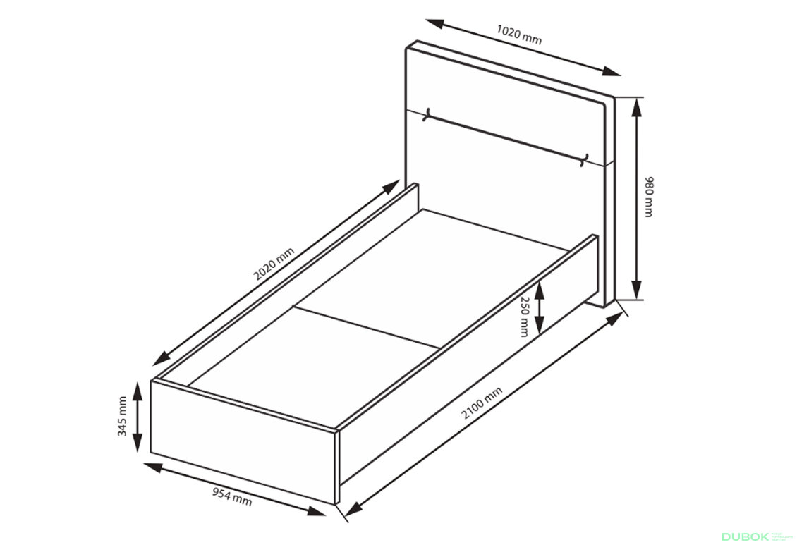 Fotografia 2 - Posteľ 0,9x2,0 s čalúneným mäkkým čelom а rámom, biely lesk Family