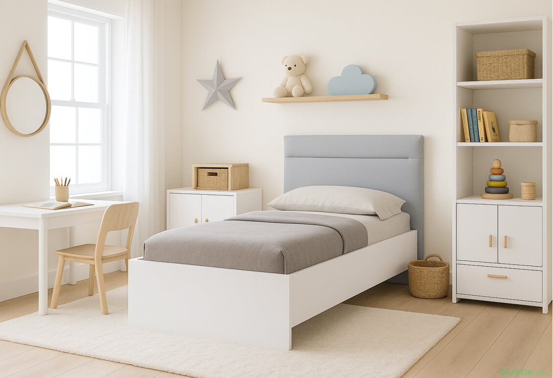 Fotografia 4 - Posteľ 0,9x2,0 s čalúneným mäkkým čelom а rámom, biely lesk Family