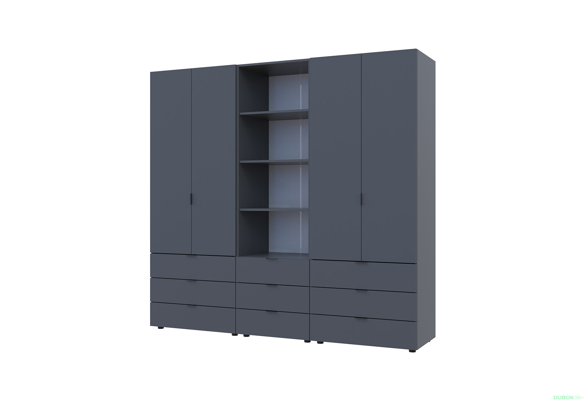 Fotografia 1 - Skriňa štvordverová s regálom s zásuvkami Gelar 215 cm grafit
