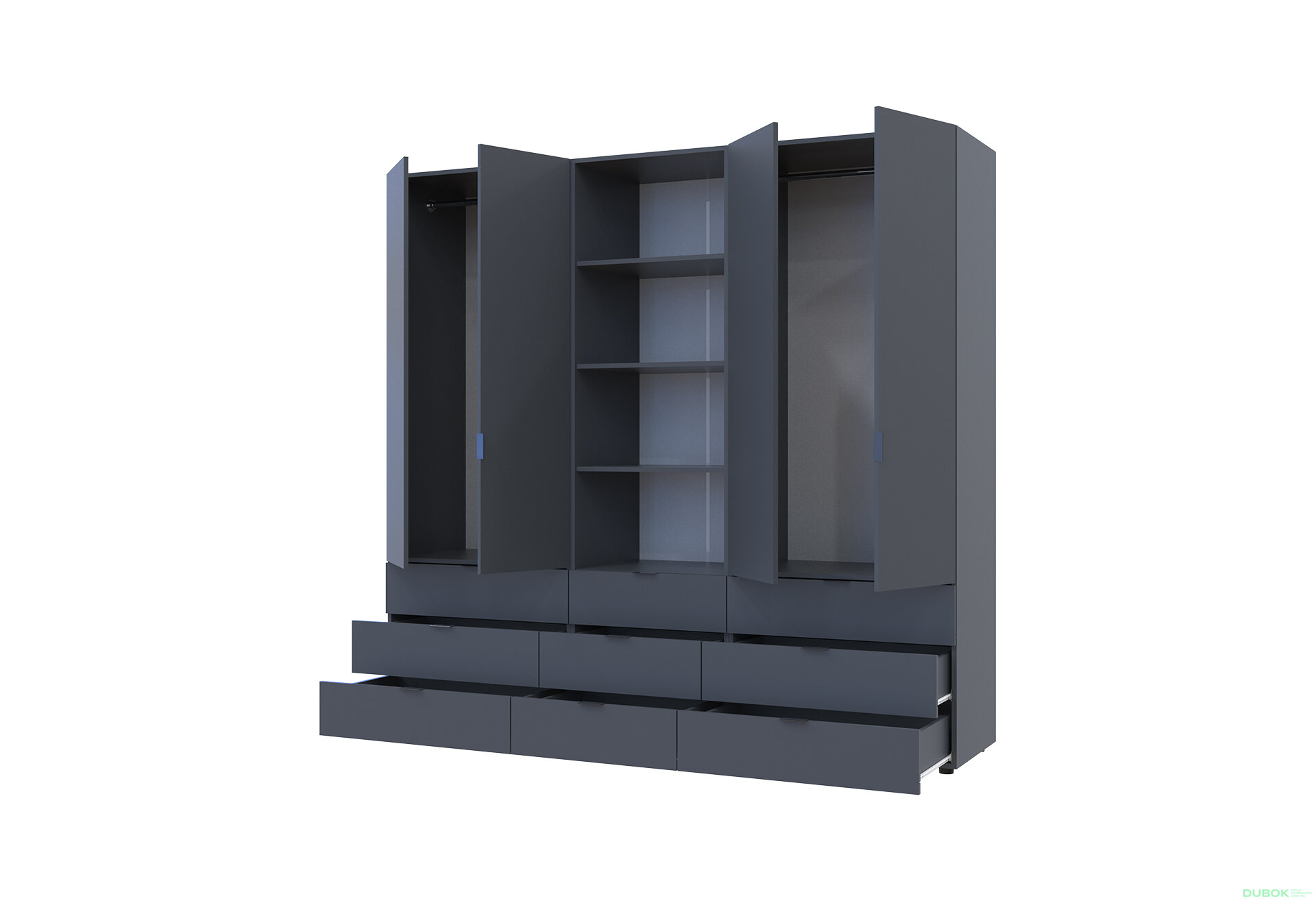 Fotografia 2 - Skriňa štvordverová s regálom s zásuvkami Gelar 215 cm grafit