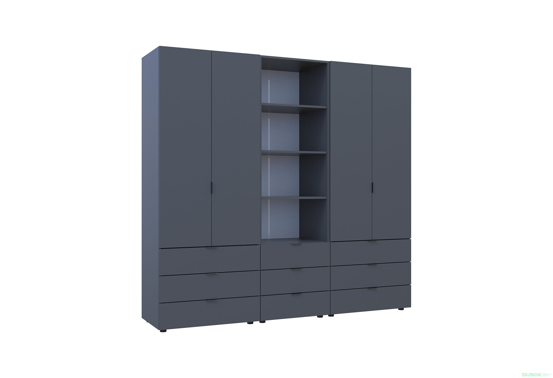 Fotografia 4 - Skriňa štvordverová s regálom s zásuvkami Gelar 215 cm grafit