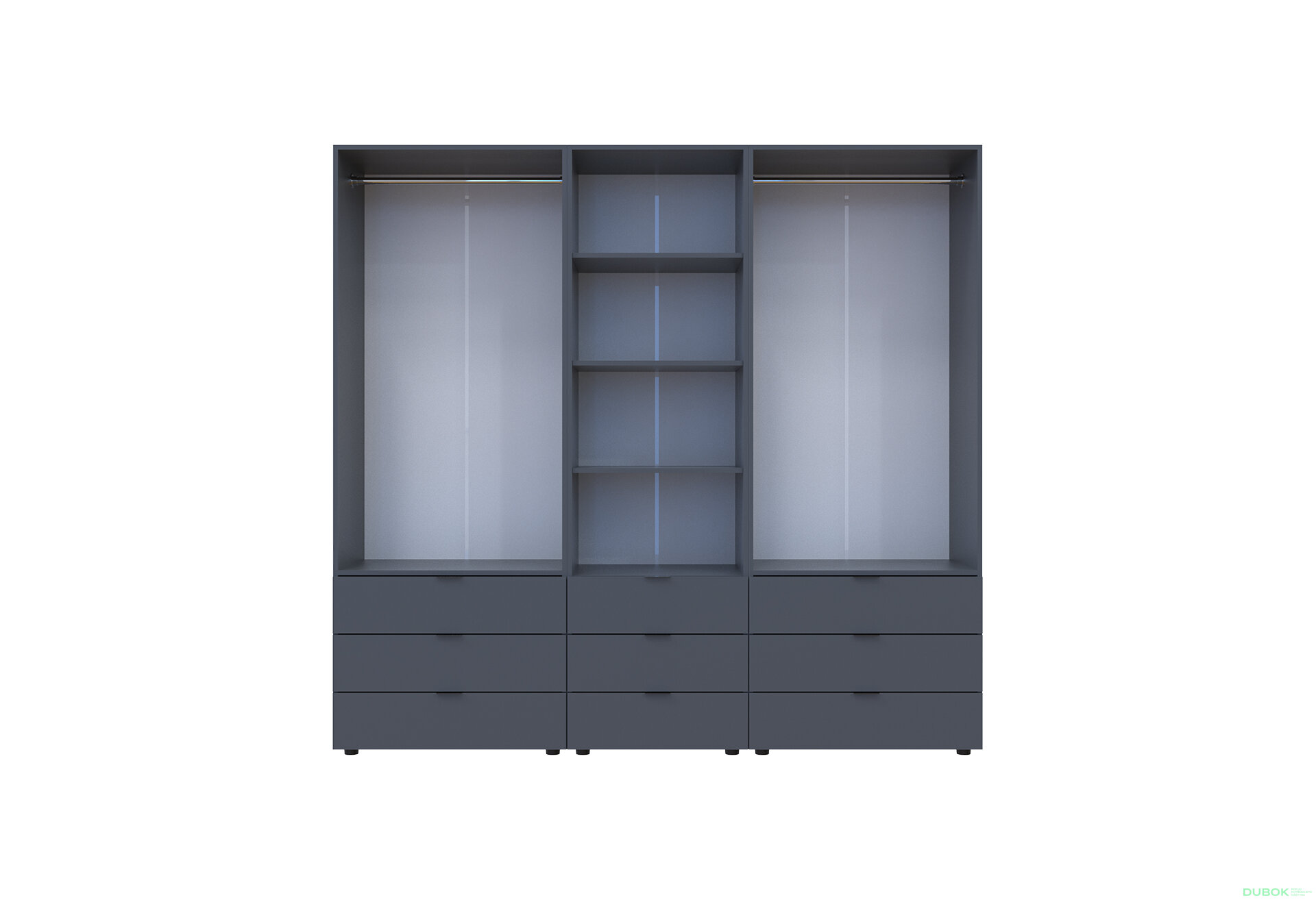 Fotografia 5 - Skriňa štvordverová s regálom s zásuvkami Gelar 215 cm grafit