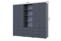 Fotografia 7 - Skriňa štvordverová s regálom s zásuvkami Gelar 215 cm grafit