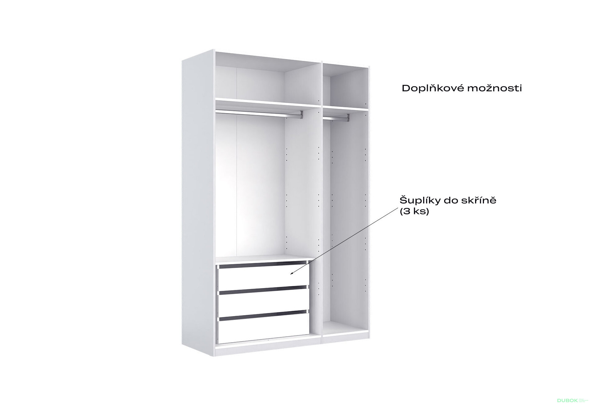 Fotografia 6 - Skriňa 3dv bez zrkadiel, séria N biela Family