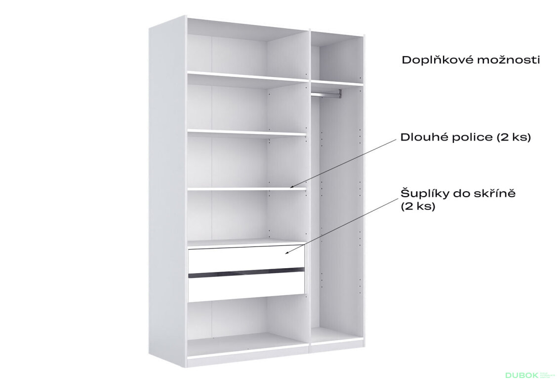 Fotografia 7 - Skriňa 3dv bez zrkadiel, séria N biela Family