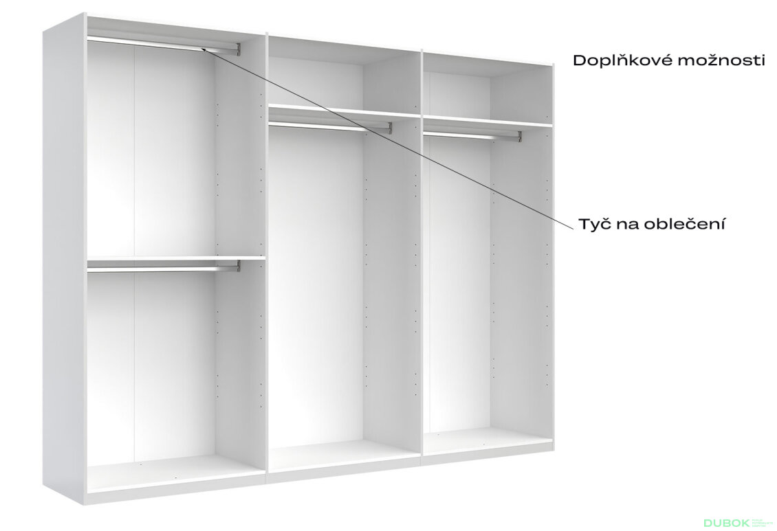 Fotografia 7 - Skriňa 6dv so zrkadlom, séria N biela Family