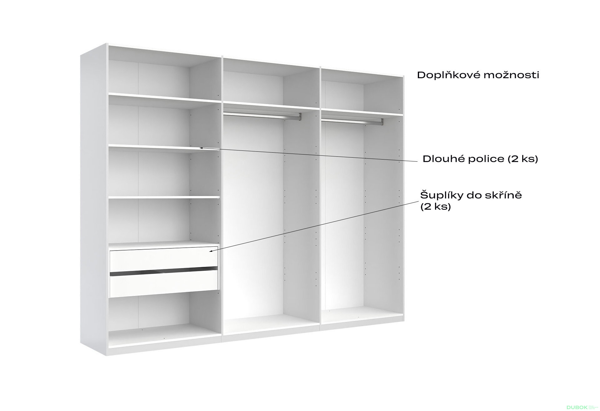 Fotografia 5 - Skriňa 6dv bez zrkadiel, séria N biela Family