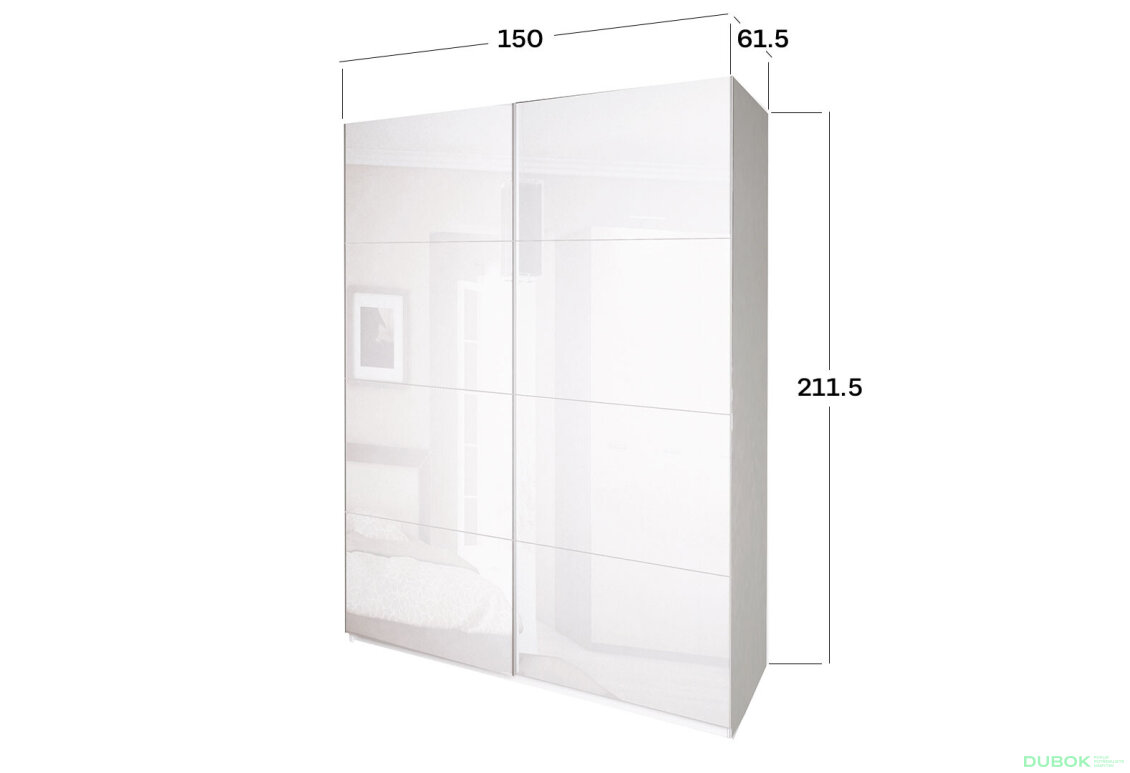 Fotografia 9 - Skriňa s posuvnými dverami 1,5x2,1m (Dvere Lesklé Biele), séria N Family