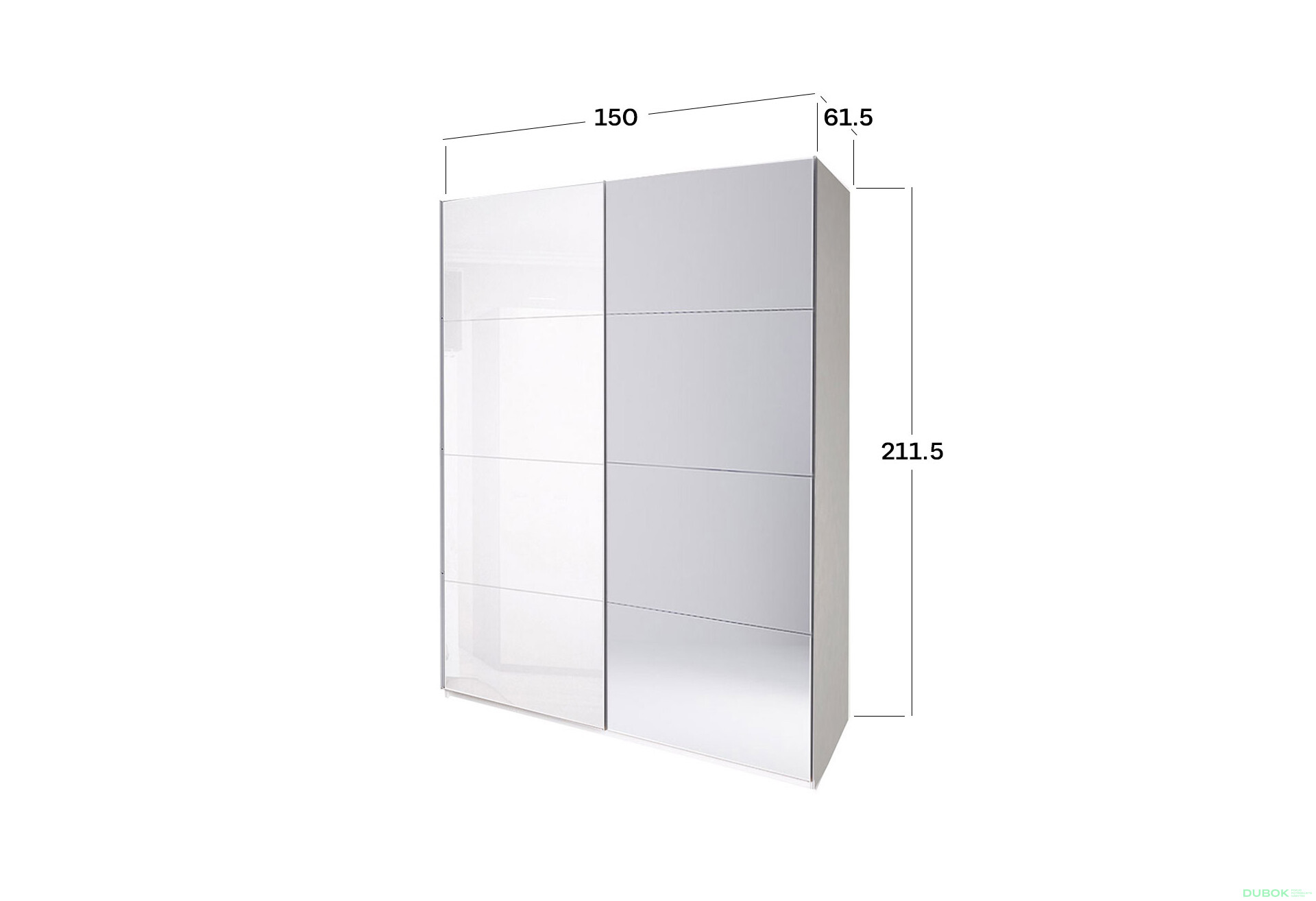 Skriňa s posuvnými dverami 1,5x2,1m (Dvere Lesklé Biele/Zrkadlo), séria N Family - Fotografia 31 Fotografia 31 - Skriňa s posuvnými dverami 1,5x2,1m (Dvere Lesklé Biele/Zrkadlo), séria N Family