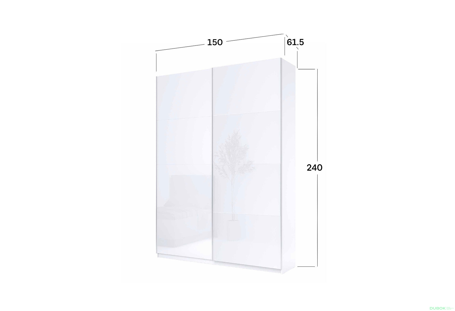 Fotografia 3 - Skriňa s posuvnými dverami 1,5x2,4 m (Dvere Lesklá Biela), séria N Family
