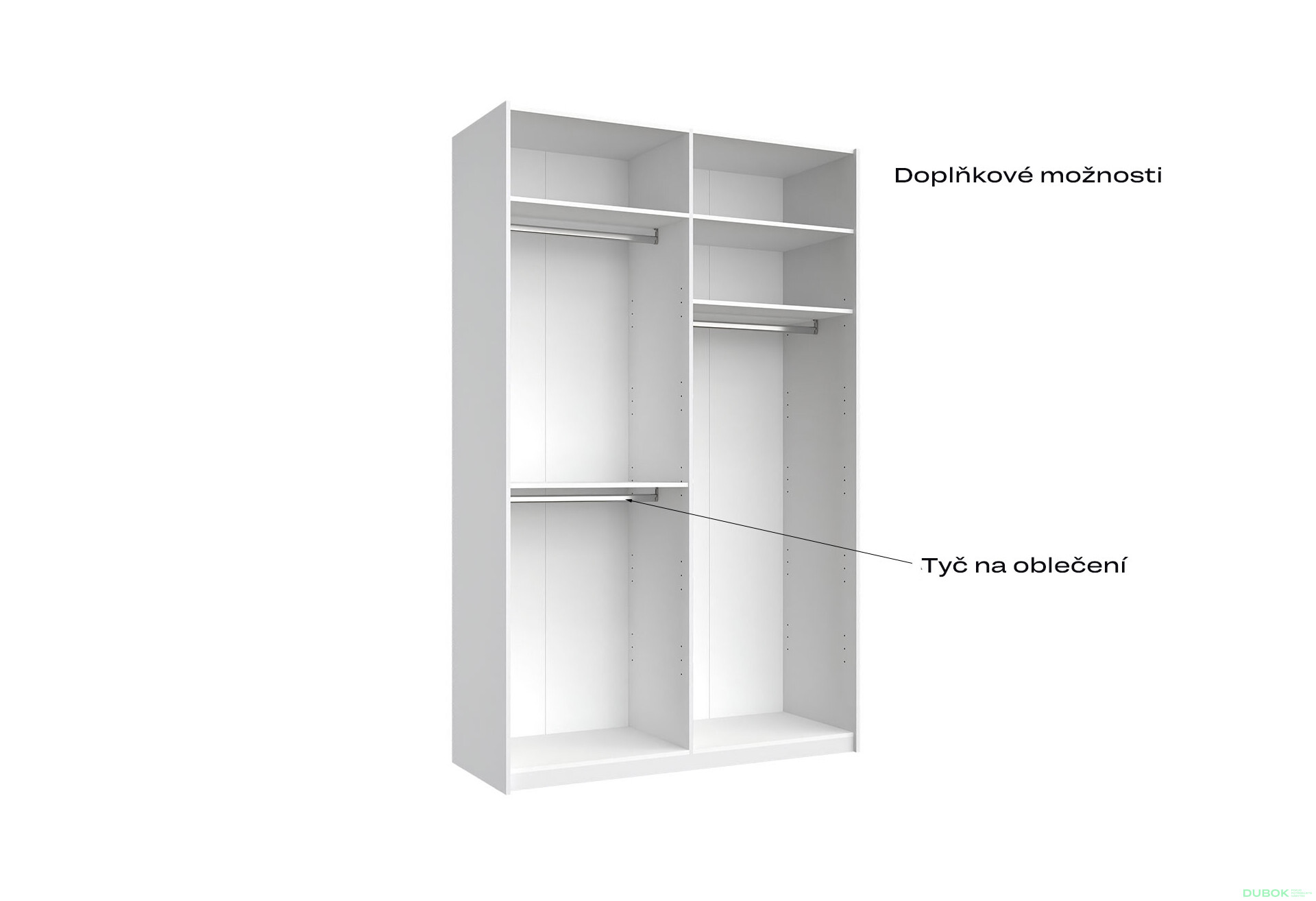 Skriňa s posuvnými dverami 1,5x2,4 m (Dvere Lesklá Biela), séria N Family - Fotografia 3 Fotografia 3 - Skriňa s posuvnými dverami 1,5x2,4 m (Dvere Lesklá Biela), séria N Family