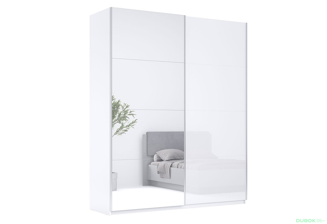Skriňa s posuvnými dverami 1,5x2,4m (Dvere Lesklé Biele/Zrkadlo), séria N Family - Fotografia 18 Fotografia 18 - Skriňa s posuvnými dverami 1,5x2,4m (Dvere Lesklé Biele/Zrkadlo), séria N Family