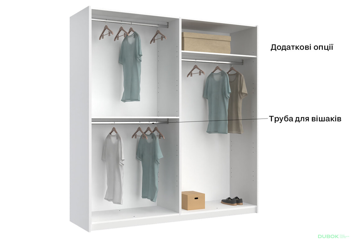 Skriňa s posuvnými dverami 2,0x2,1m (Dvere Lesklé Biele), séria N Family - Fotografia 6 Fotografia 6 - Skriňa s posuvnými dverami 2,0x2,1m (Dvere Lesklé Biele), séria N Family