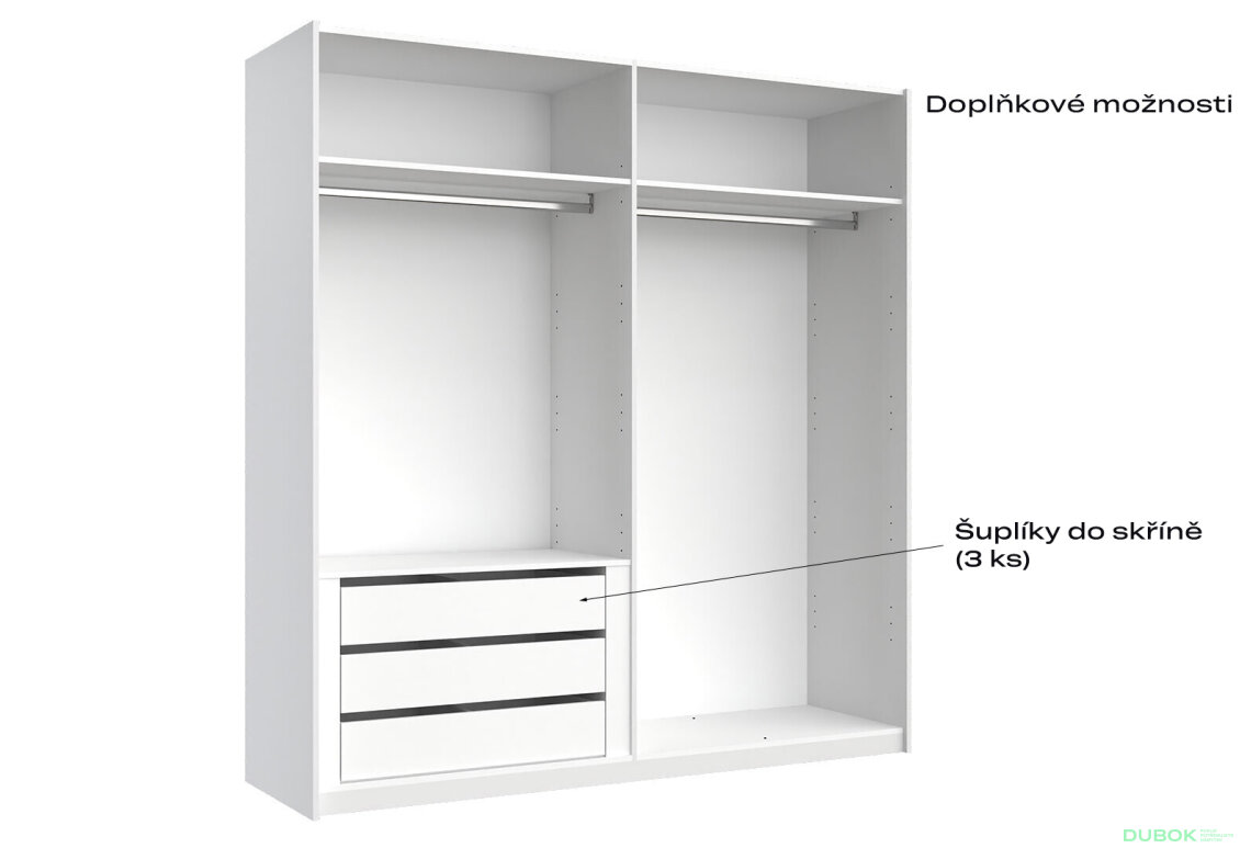 Fotografia 6 - Skriňa s posuvnými dverami 2,0x2,1m (Dvere Lesklé Biele), séria N Family