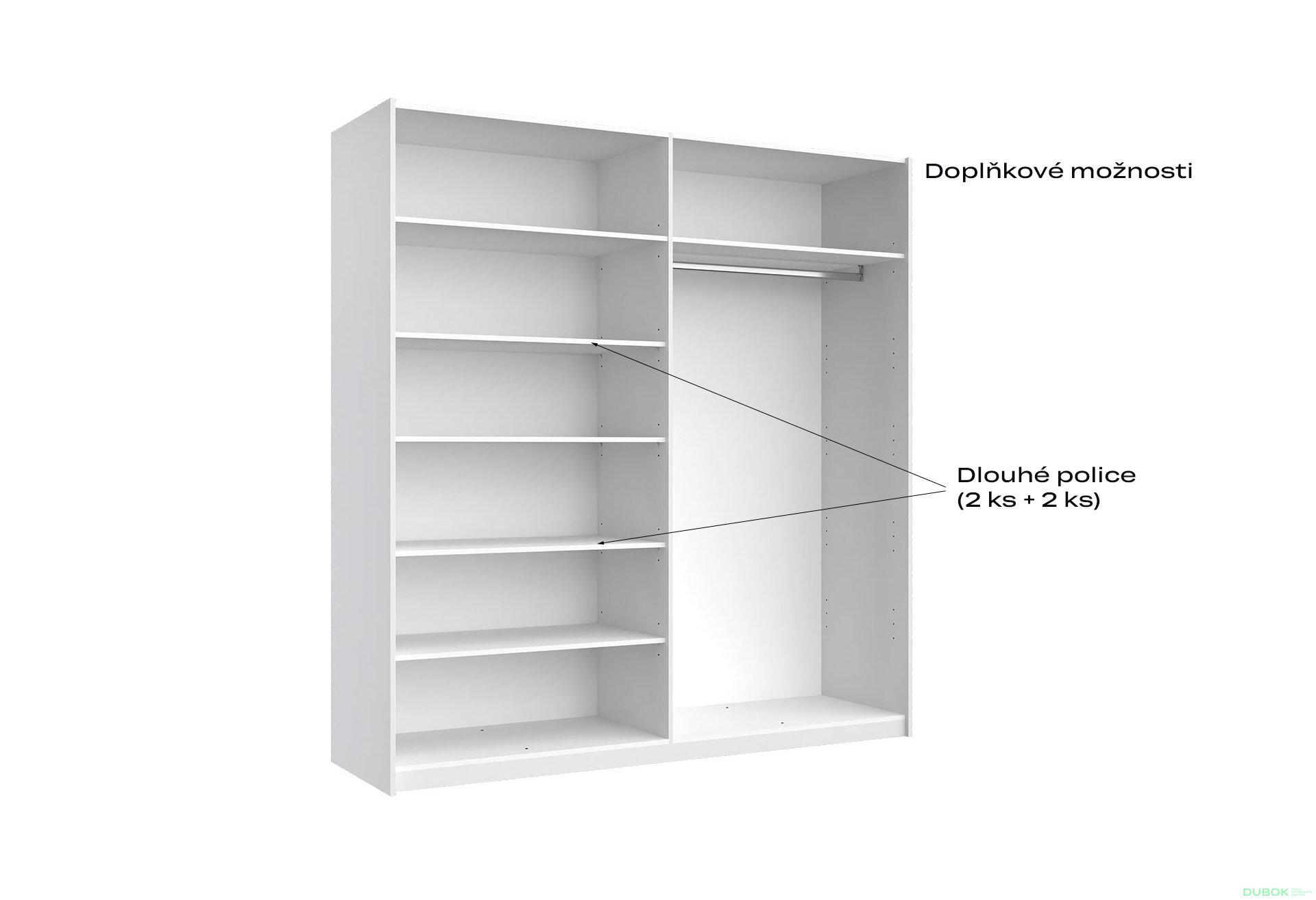 Fotografia 8 - Skriňa s posuvnými dverami 2,0x2,1m (Dvere Lesklé Biele), séria N Family